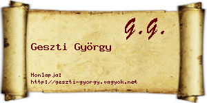 Geszti György névjegykártya