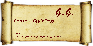 Geszti György névjegykártya